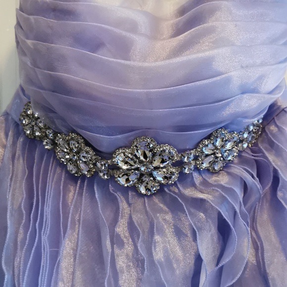 Strapless Dress - Empire Waist With Crystal Jewelled Belting, Size 10 - Picture 3 of 8